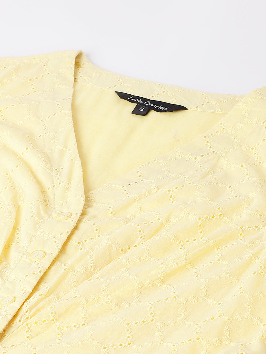 Yellow Cap Sleeve V-Neck Solid A-Line Dress
