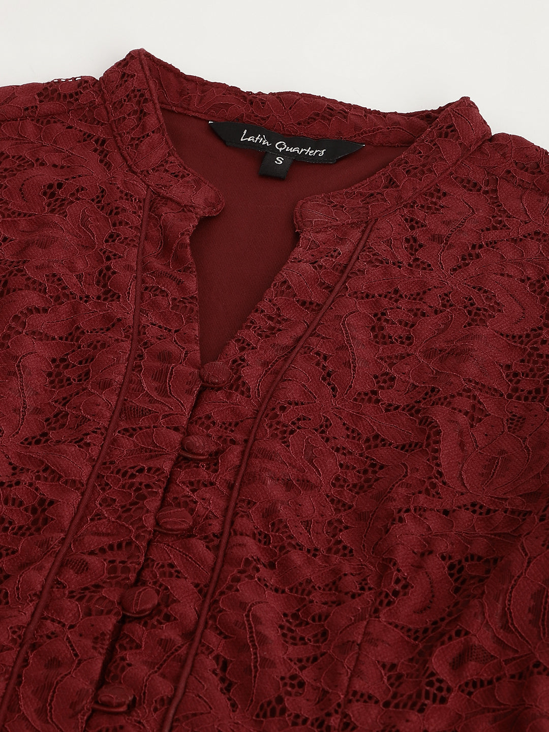 Maroon Solid V Neck Fit & Flare Casual Dress