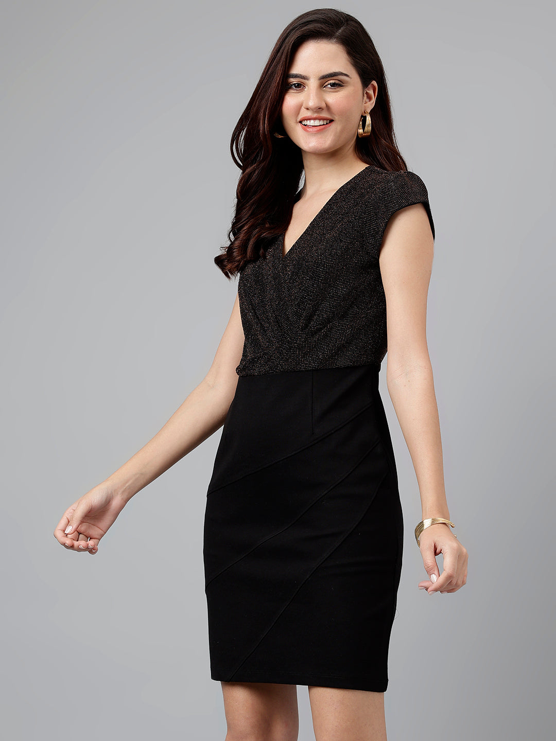 Copper Solid Nylon Bodycon Dress