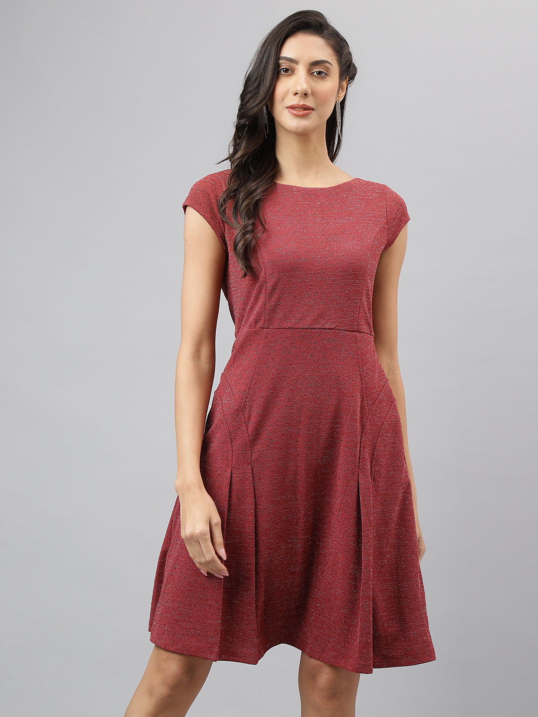 Pink Round Neck A-Line Casual Dress
