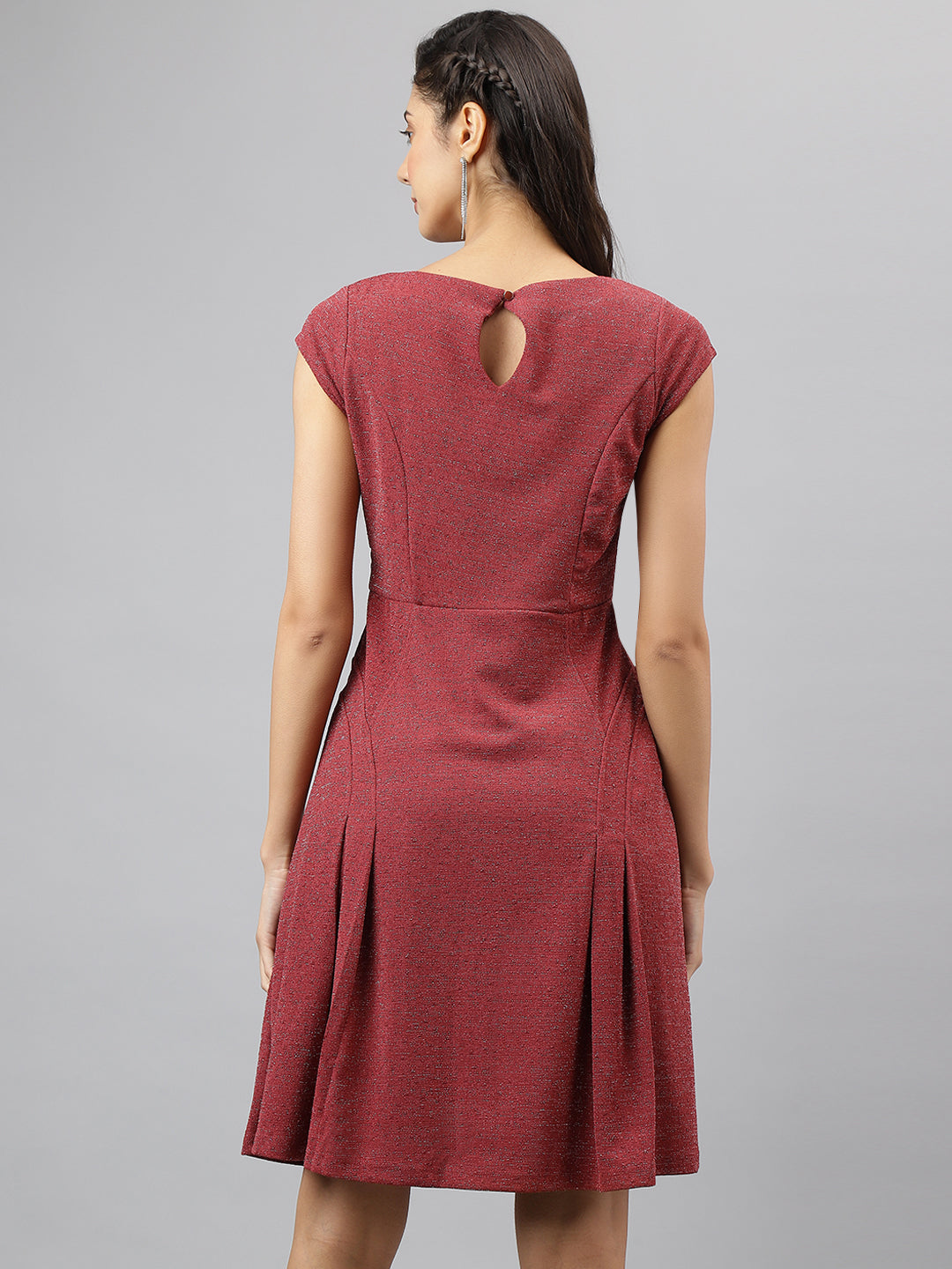 Pink Round Neck A-Line Casual Dress