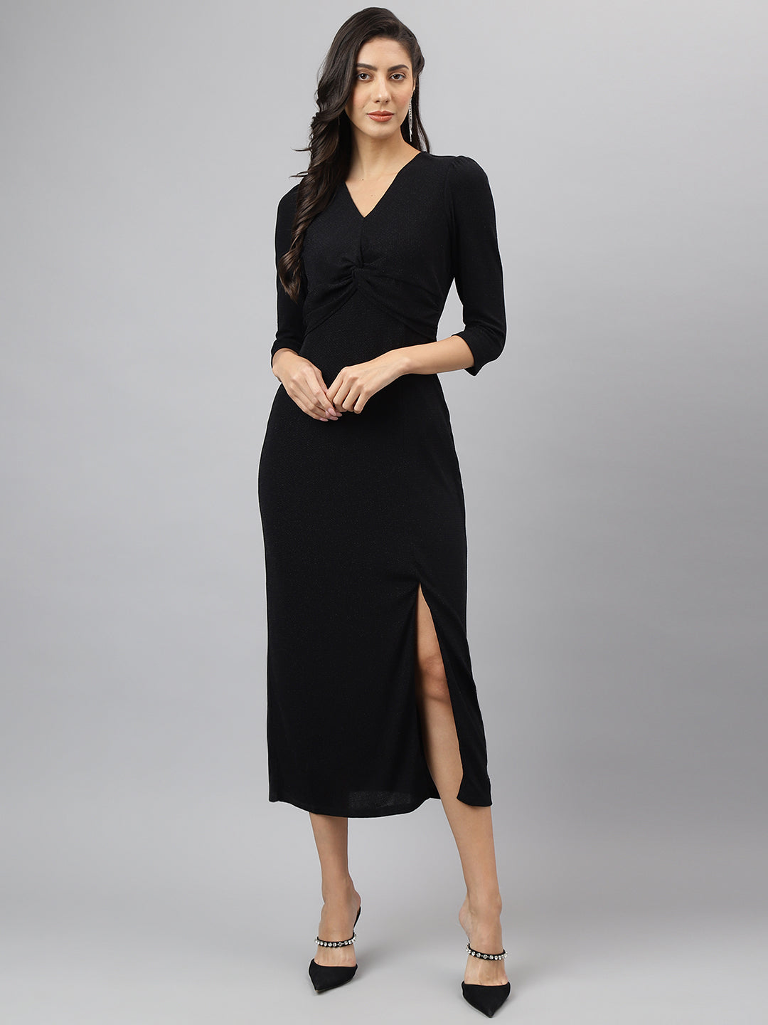 party wear a line dress Pink Taffeta Strapless Midi Dress | Elegant A-Line Party Dress
