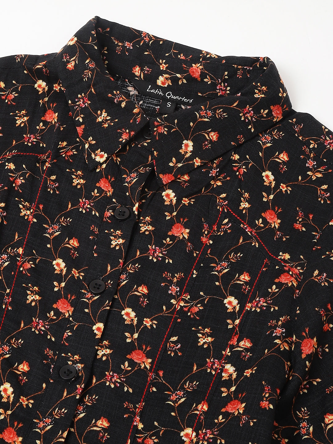 Trendy Black Half Sleeve Collar Printed Casual Dress For Effortless Chic