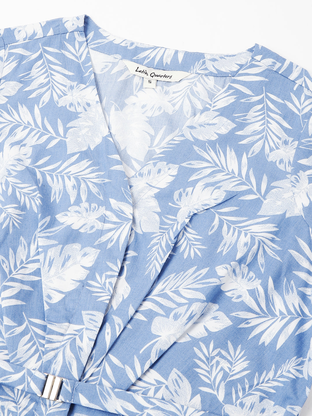 Fresh Blue Cap Sleeve V-Neck Printed Casual Dress For Effortless Style