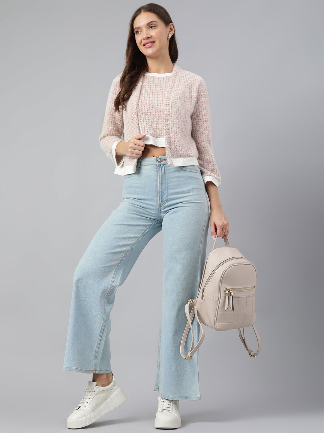Latin Quarters Women Cozy Rust Full Sleeve Round Neck Solid Casual Top