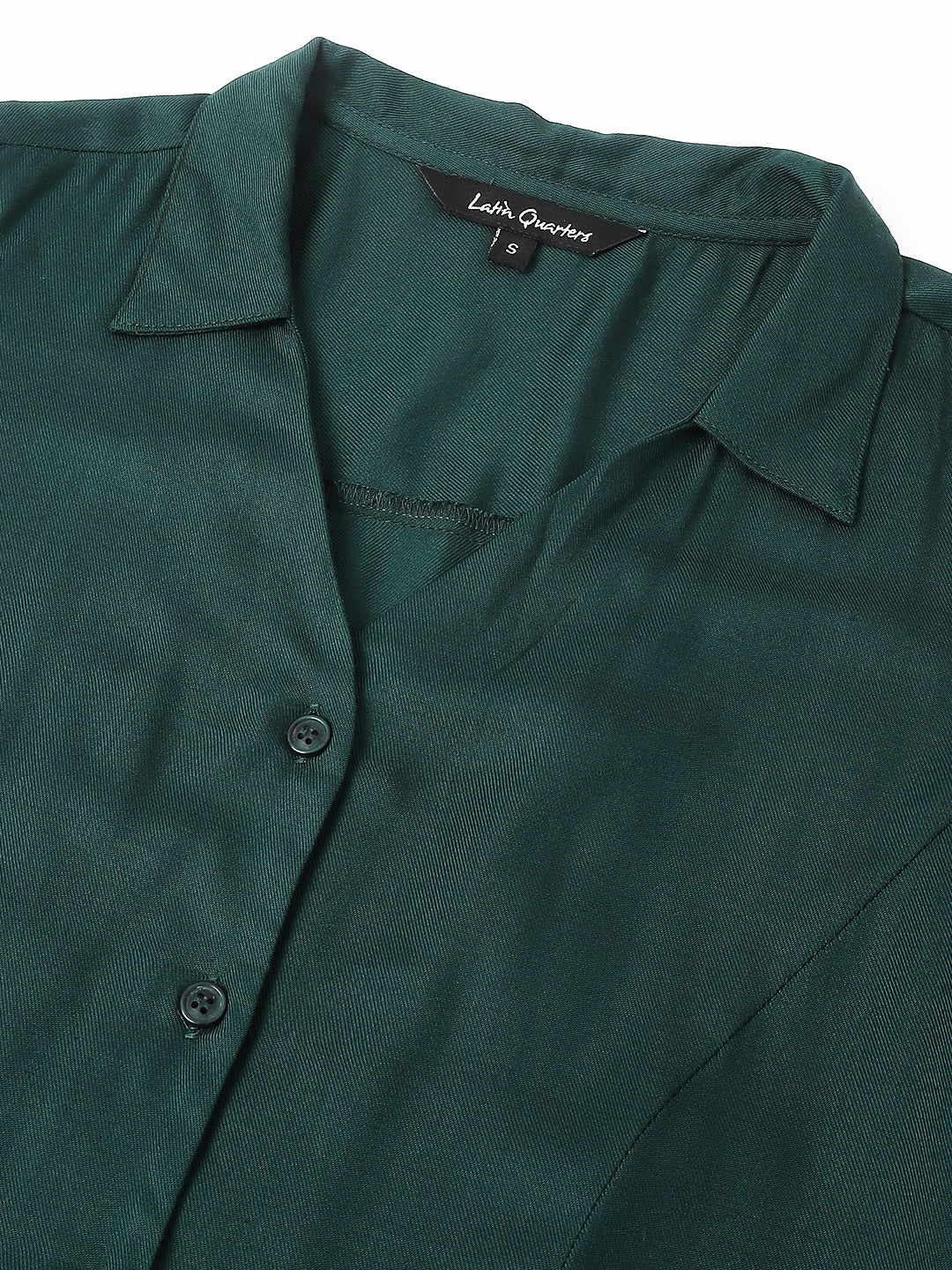 Fresh Green Half Sleeve Collar Solid Casual Dress For Effortless Charm