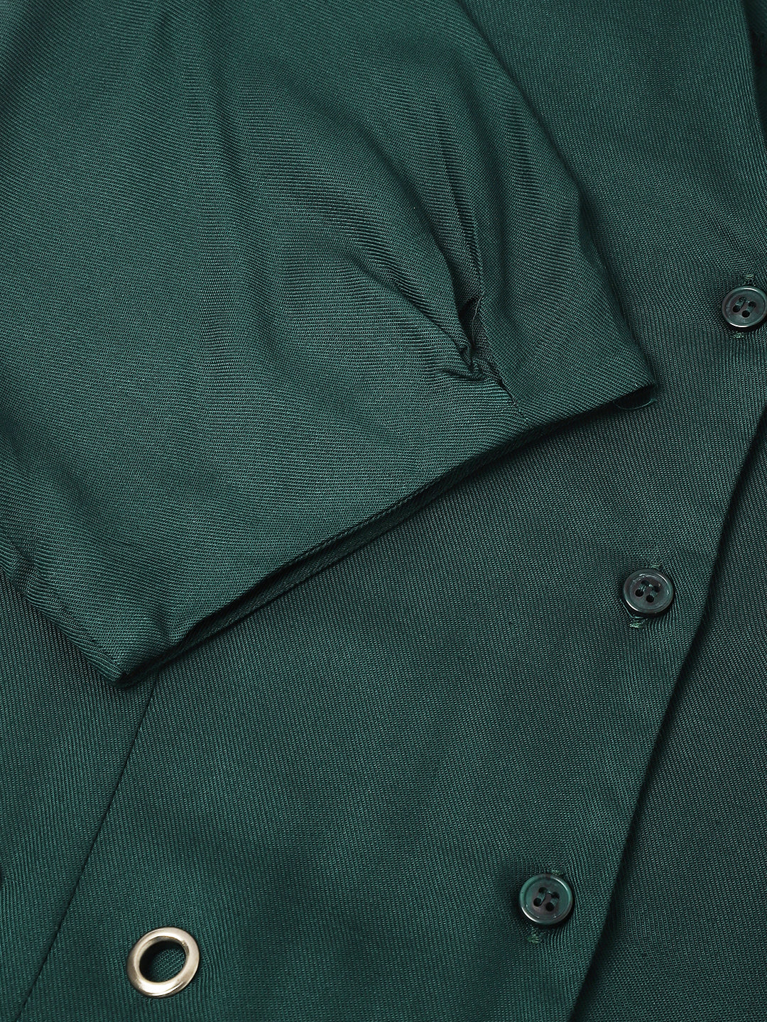 Fresh Green Half Sleeve Collar Solid Casual Dress For Effortless Charm