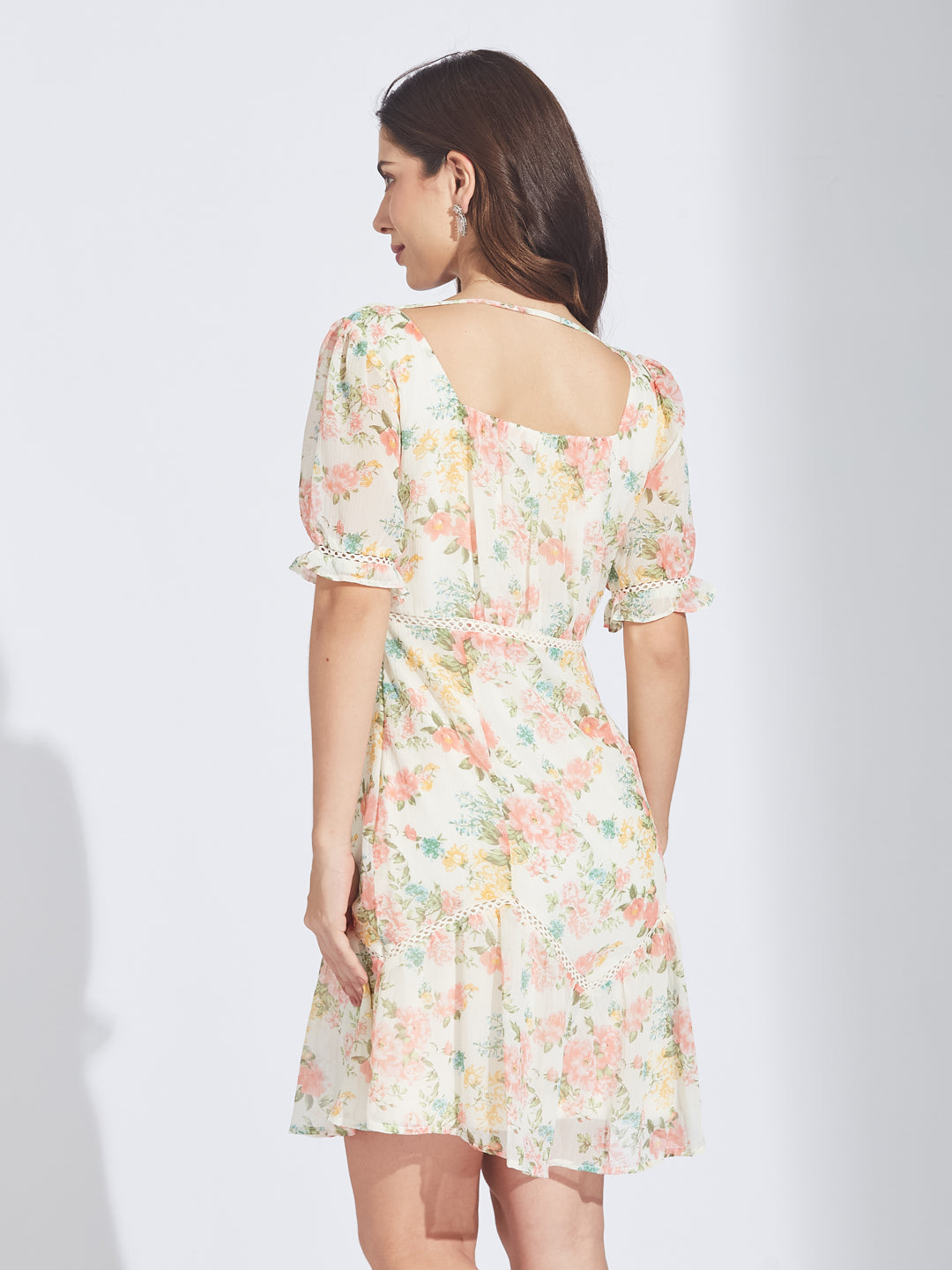 Latin Quarters Women's Pink Floral Print A-Line Dress