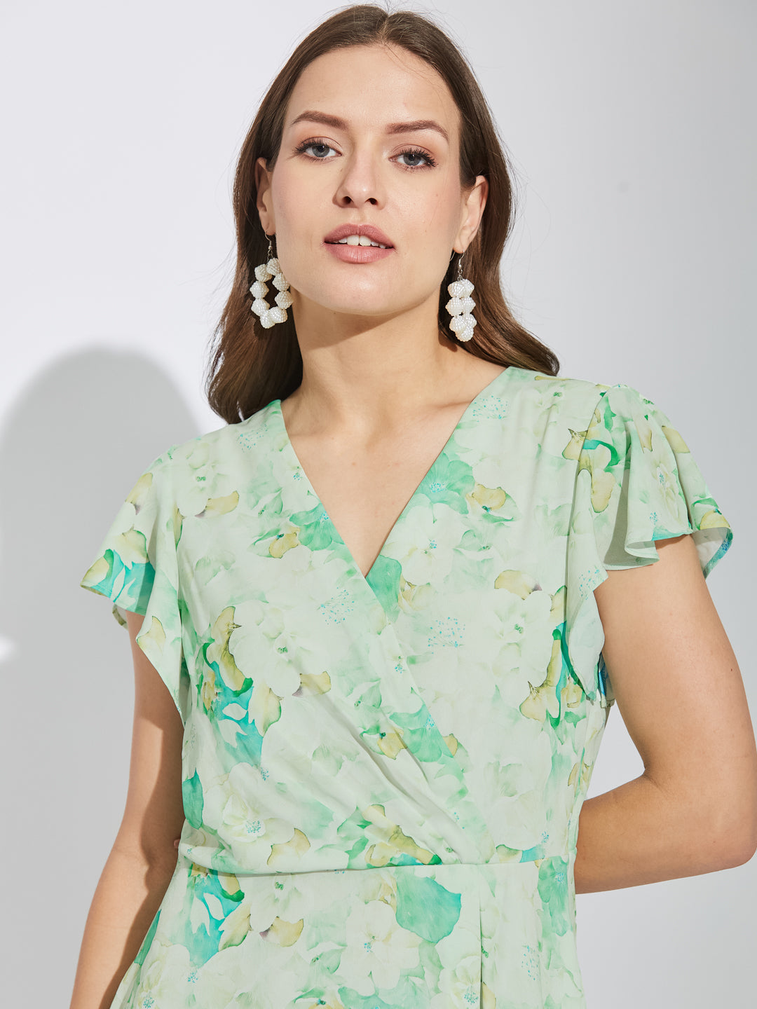 Latin Quarters Women Green V-Neck Half Sleeves Printed A-Line Dress For Casual