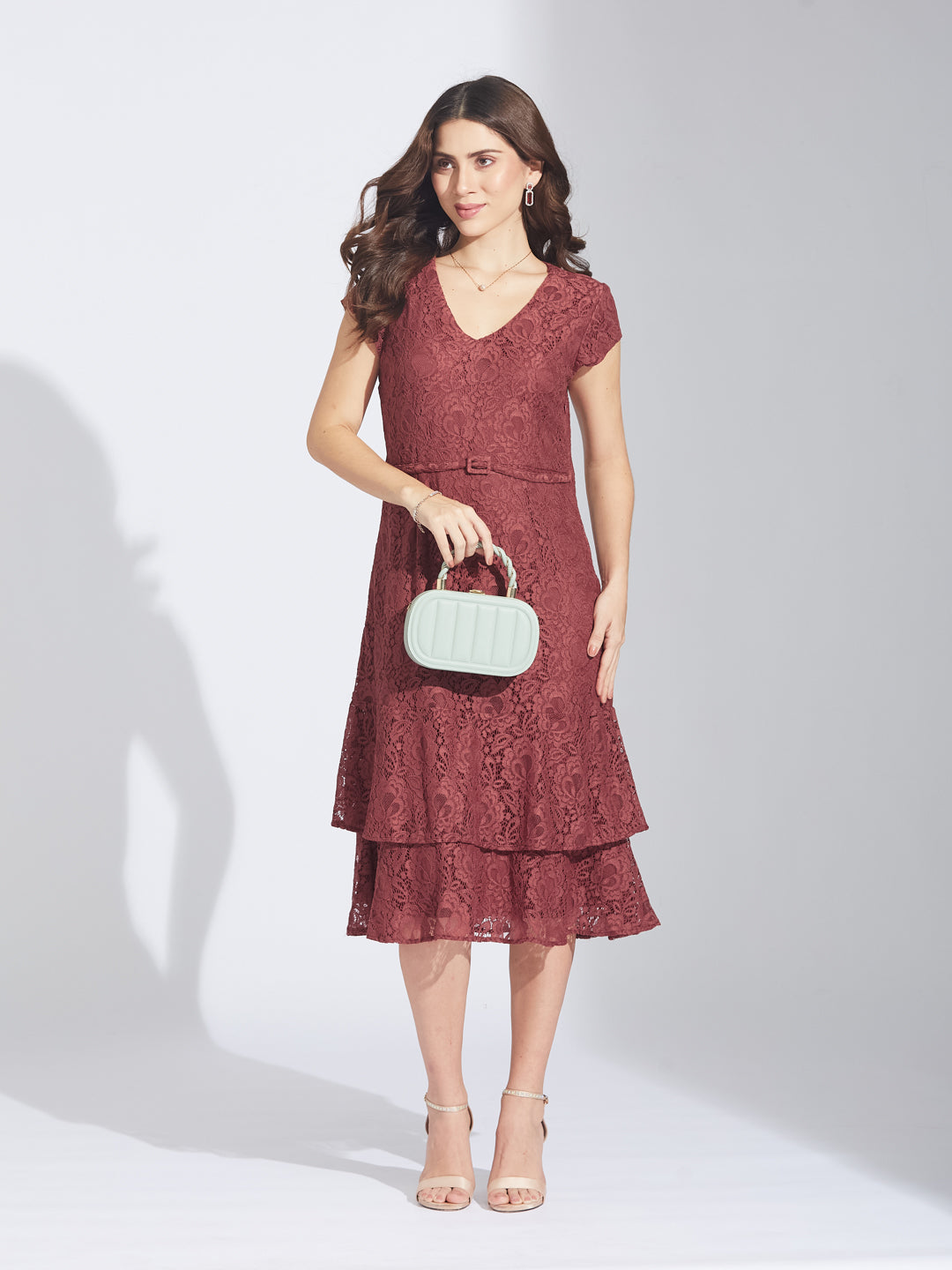 Latin Quarters Women's Rust Lace Dress