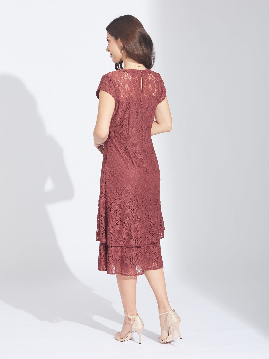 Latin Quarters Women's Rust Lace Dress