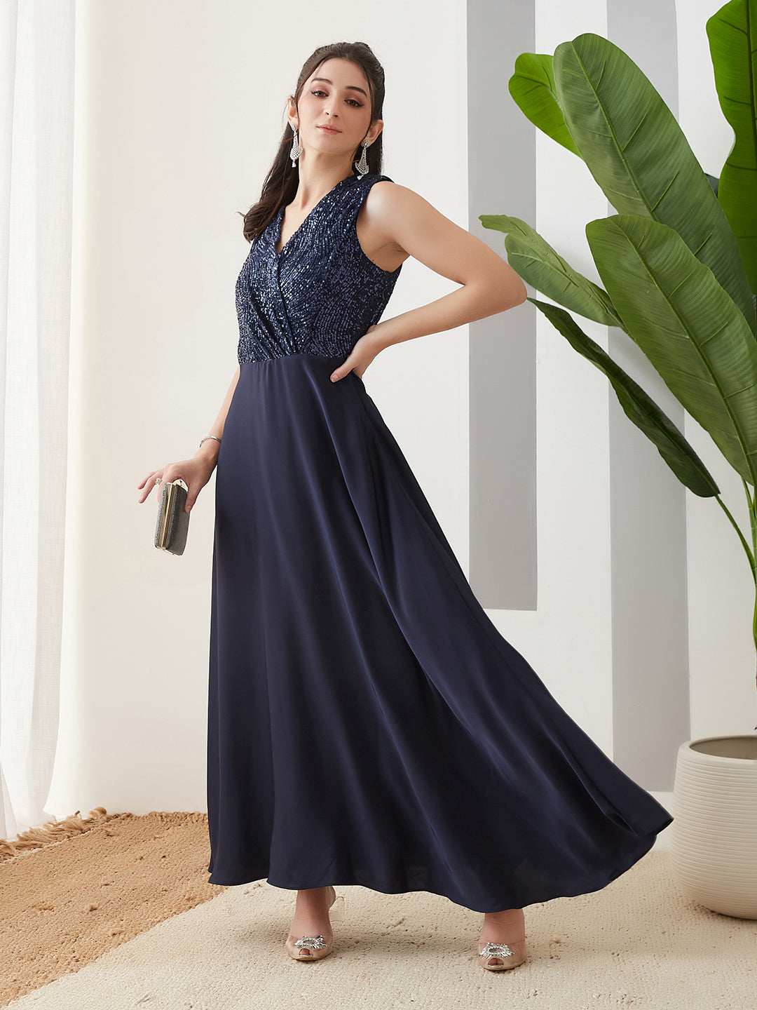 embellished party dress Latin Quarters Women Blue Sleeveless Birthday fit Color:Ivy Olive Sandro Women's Maxi dress No Fabric Elasticity