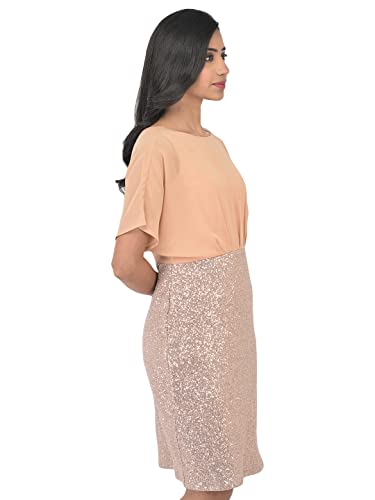 Orange Short Sleeve Solid Polyester Dress