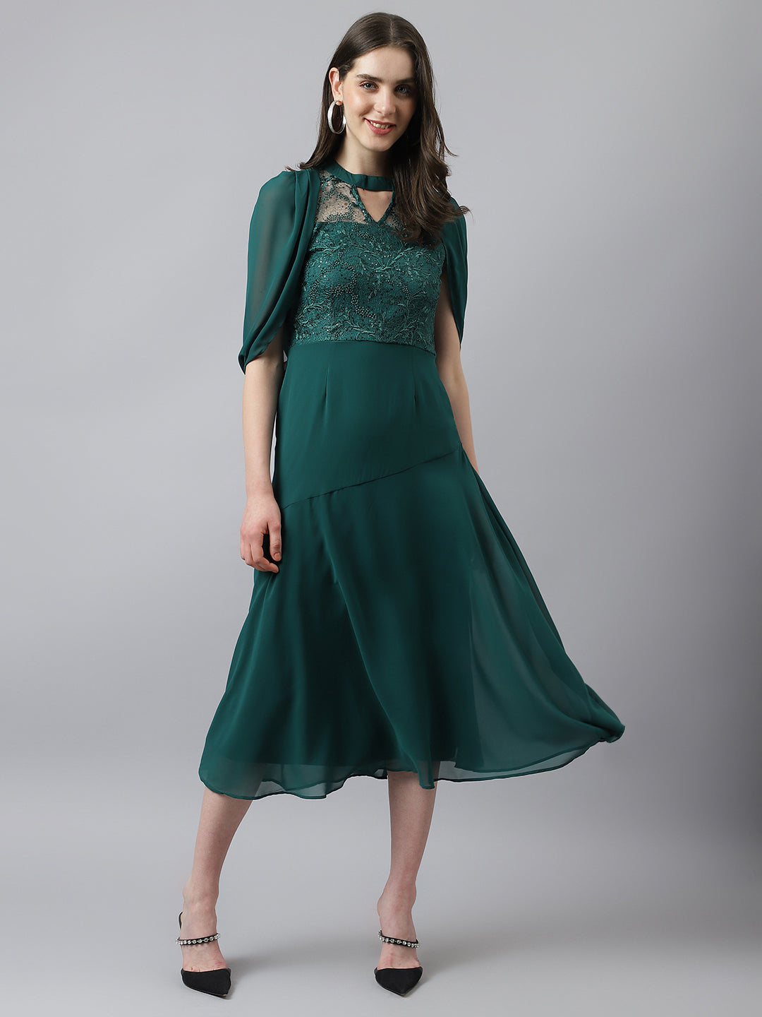 Greenforst Half Sleeve Solid Maxi Dress For Women & Girls Greenforst Half Sleeve Solid Maxi Dress For Women & Girls