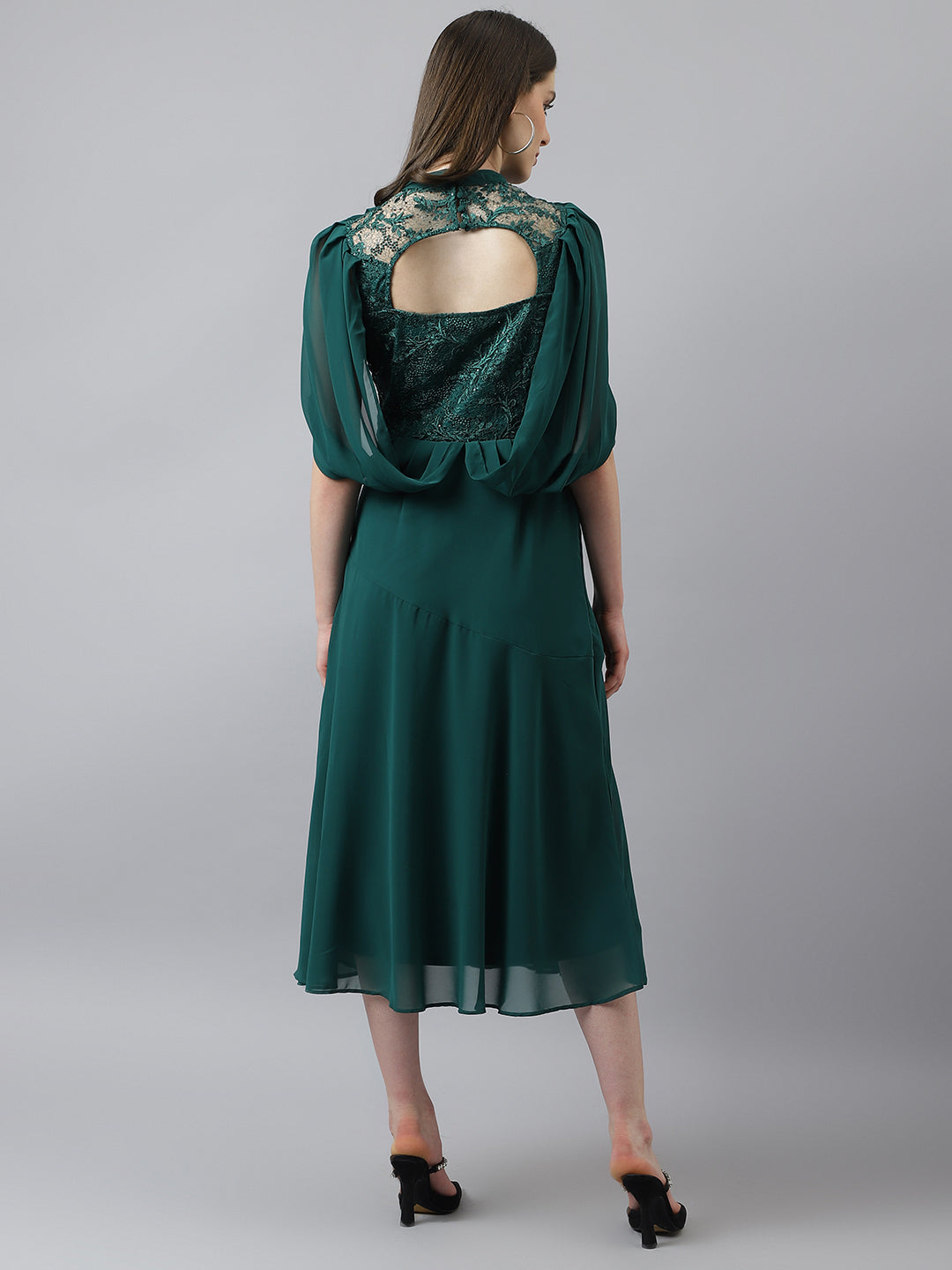Greenforst Half Sleeve Solid Maxi Dress For Women & Girls