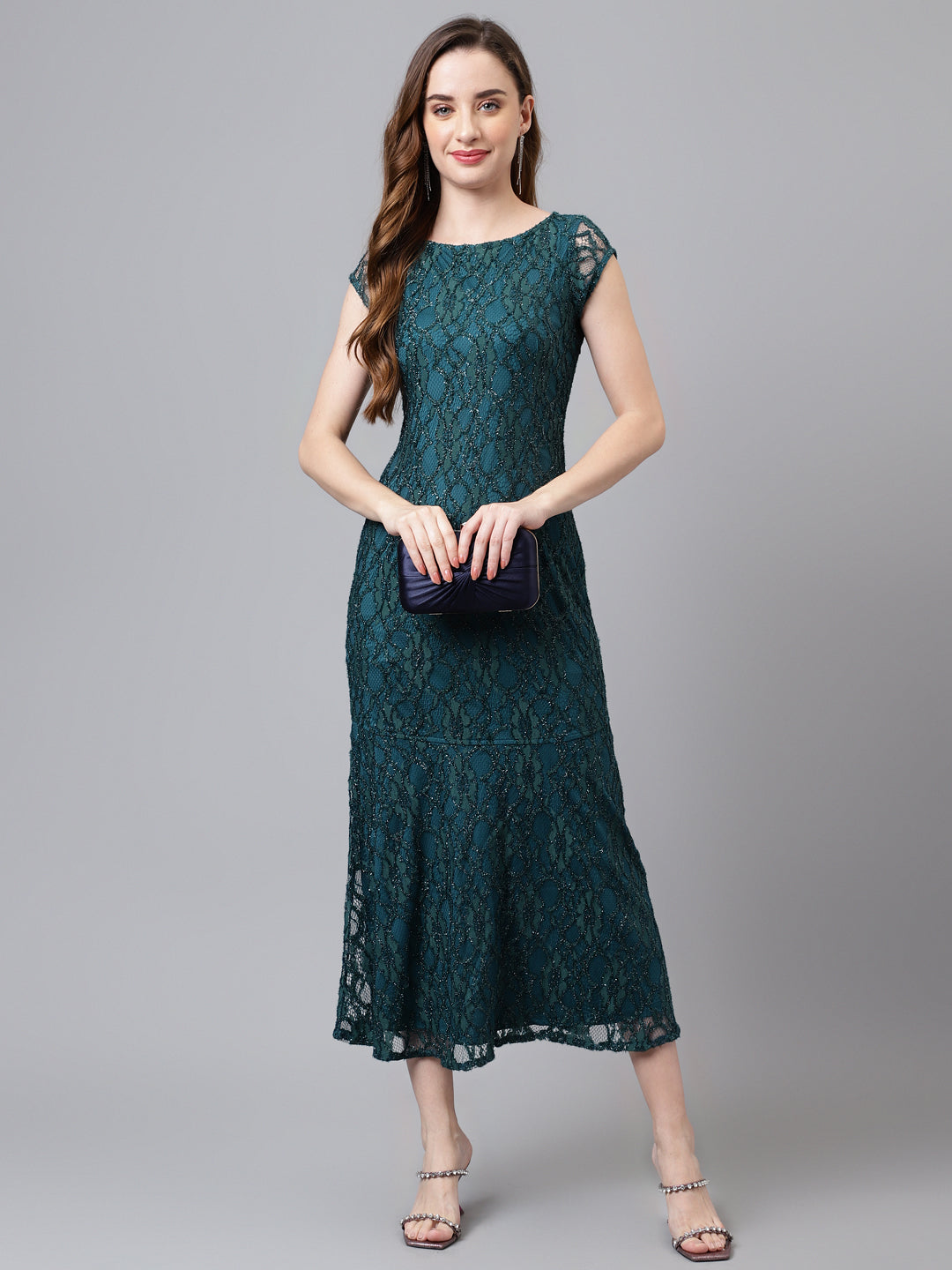 Greenforst Cap Sleeve Solid Maxi Dress
