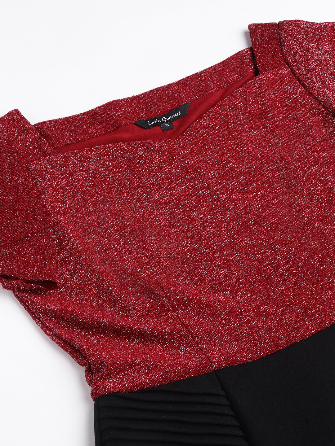 Red Solid Half Sleeve Party Dress