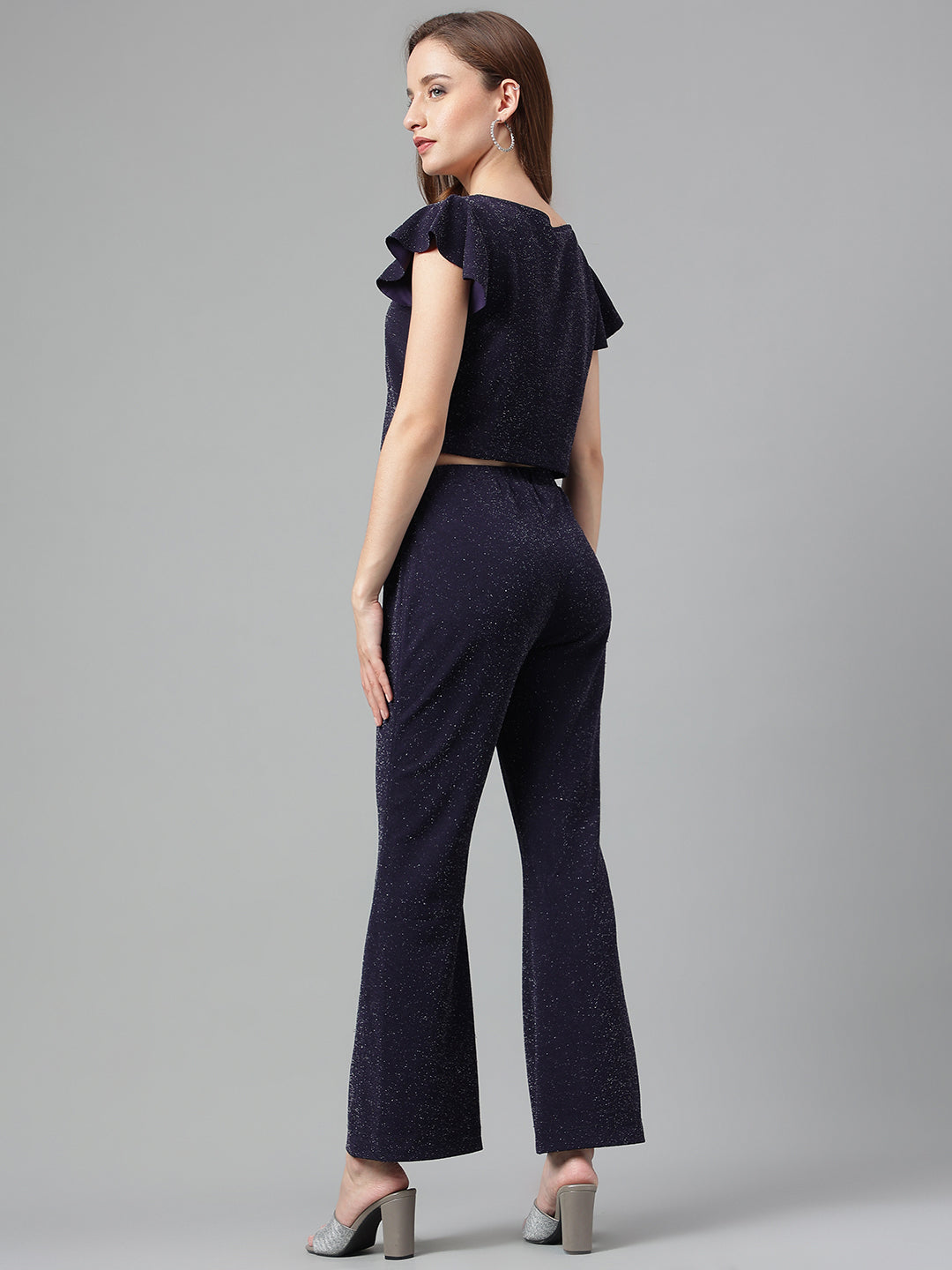Blue Navy Cap Sleeve Solid Dress