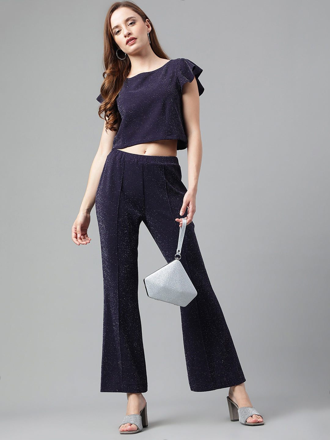 Blue Navy Cap Sleeve Solid Dress