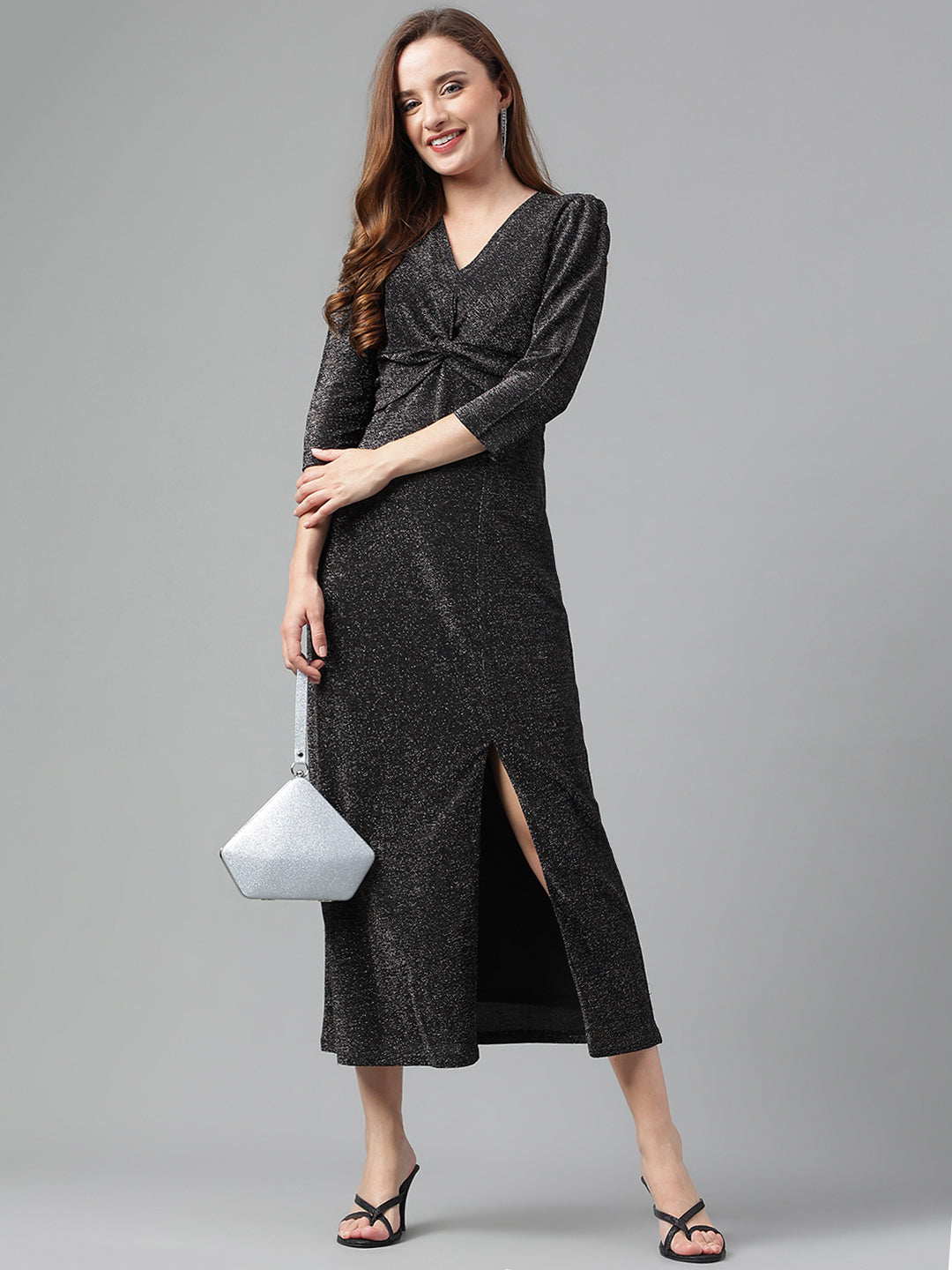 Black Full Sleeve Solid Dress