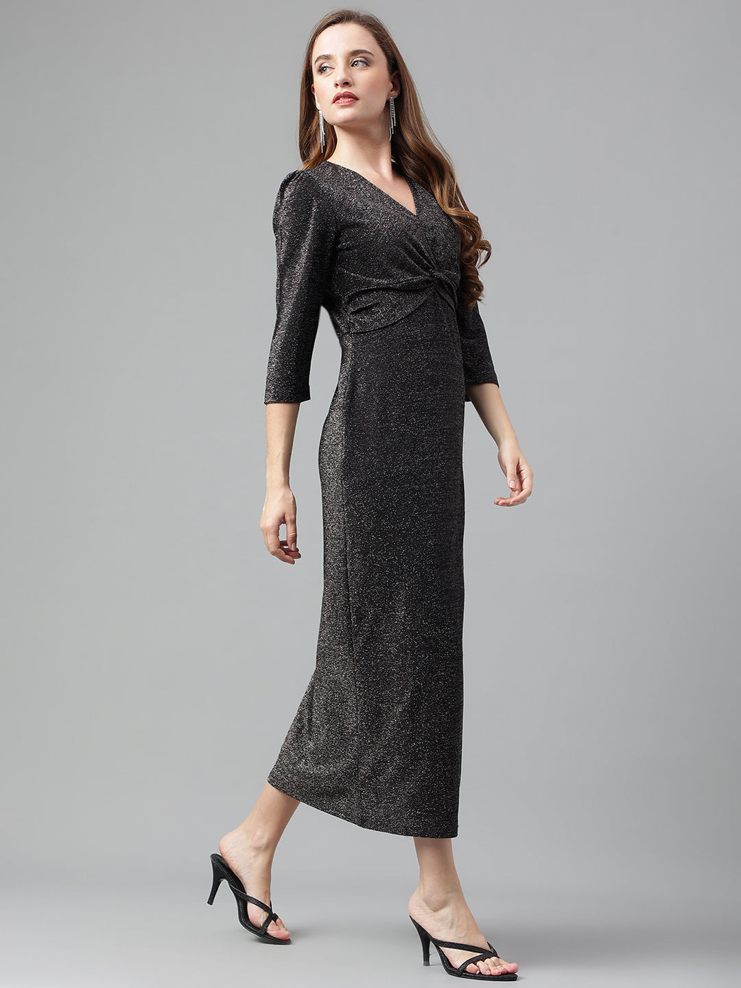 Black Full Sleeve Solid Dress