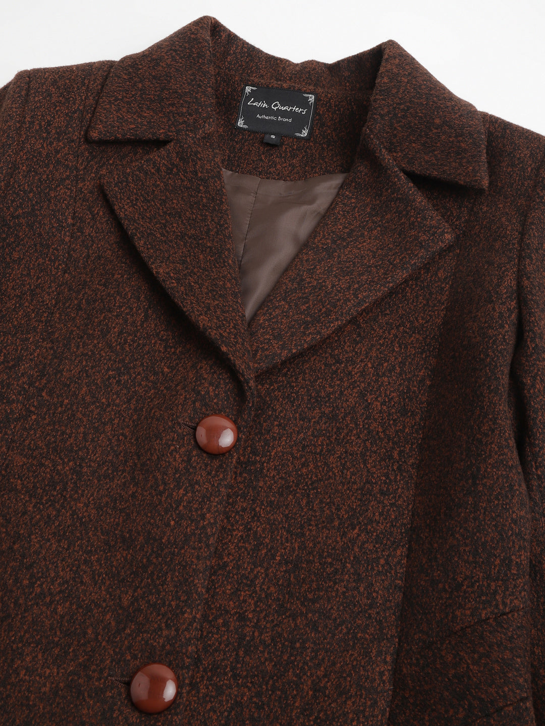 Brown Full Sleeve Solid Normal Over Coat Jacket