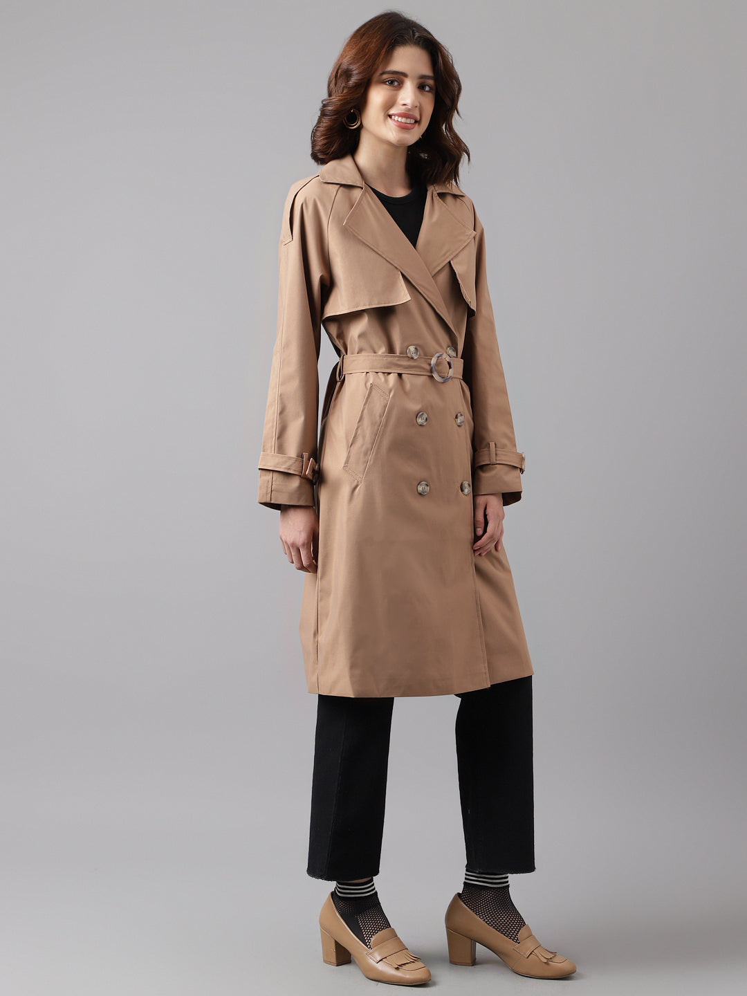 Beige Full Sleeve Classic Fit 100% Polyester Jacket With Button