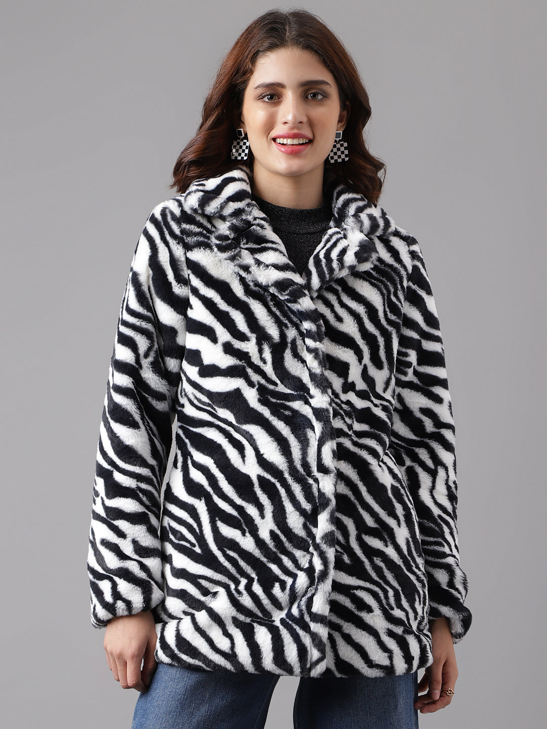 Black Full Sleeve Classic Fit 100% Polyester Jacket
