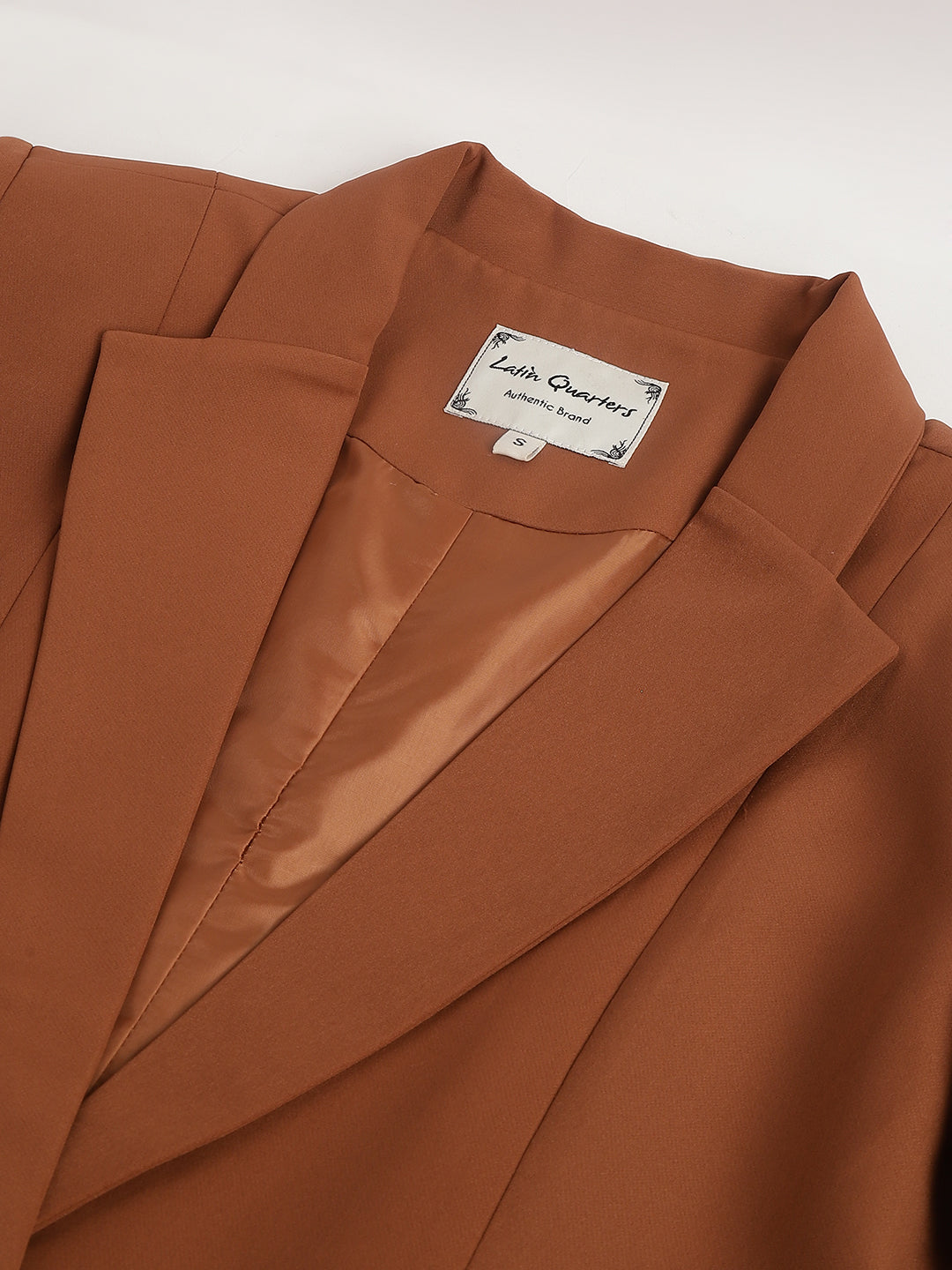 Brown Spread Collar Long Sleeves Solid Jacket For Casual Wear