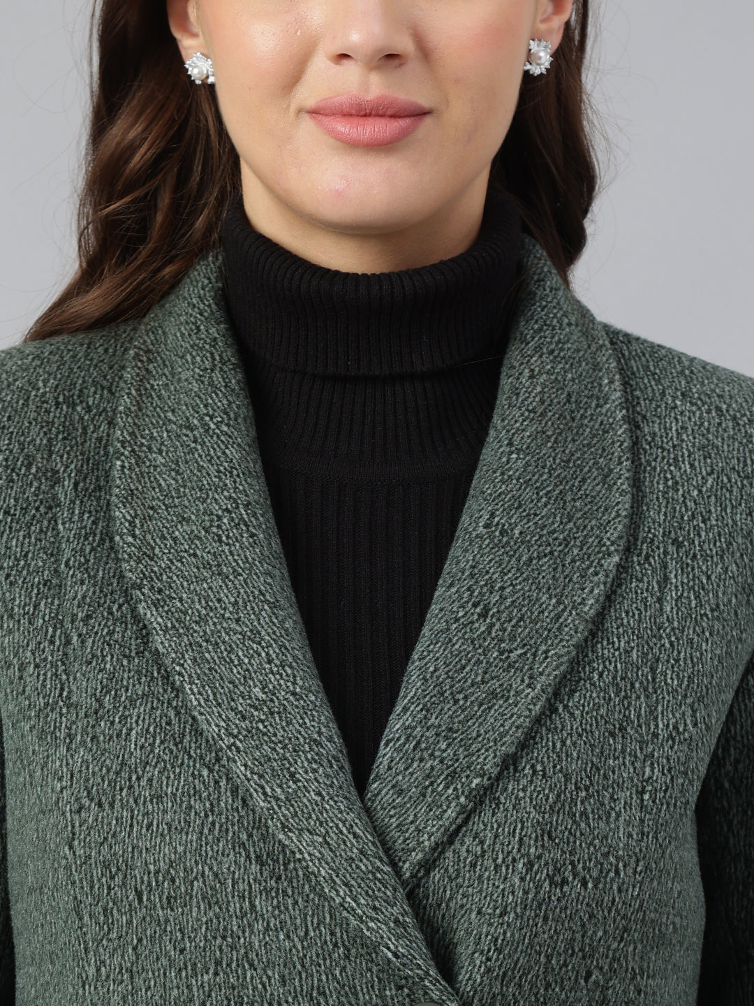 Green Full Sleeve Collar Solid Casual Jacket