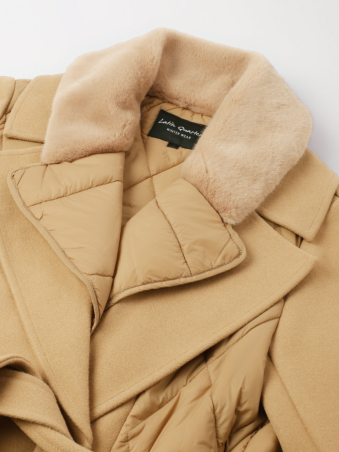Beige Full Sleeve Collar Solid Casual Coat