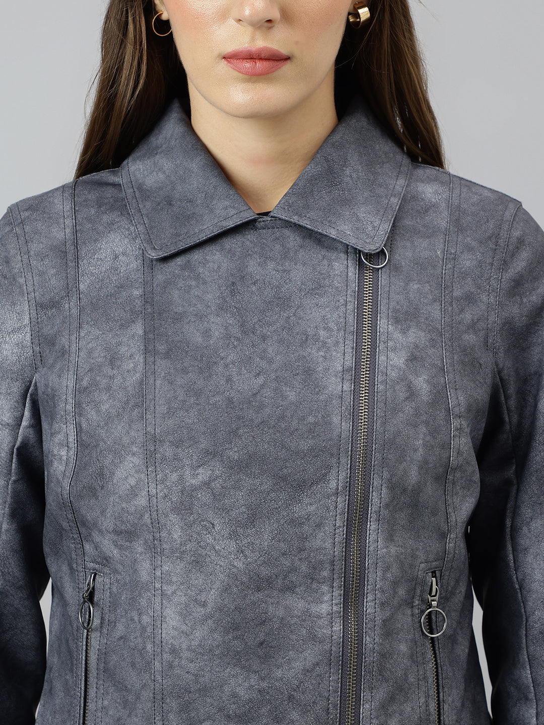 Classic Blue Full Sleeve Collar Solid Casual Jacket For Timeless Style