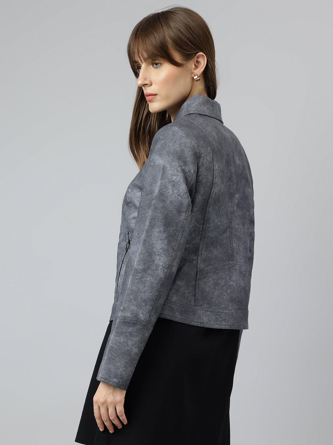 Classic Blue Full Sleeve Collar Solid Casual Jacket For Timeless Style