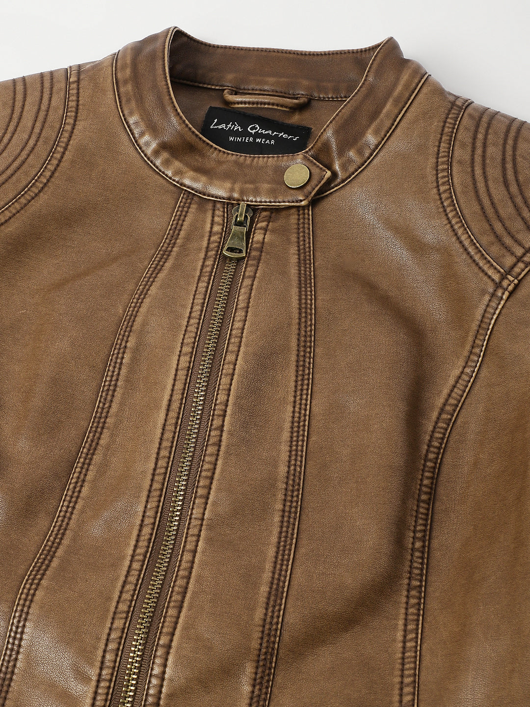 Cozy Brown Full Sleeve Round Neck Solid Casual Jacket For Effortless Warmth