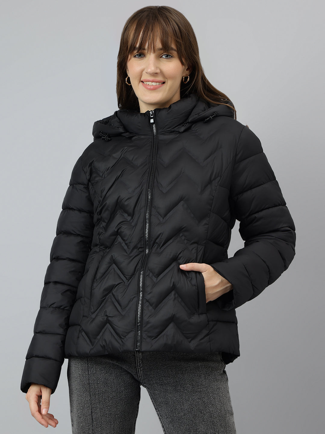 Stylish Black Full Sleeve Hooded Solid Casual Jacket For Ultimate Comfort
