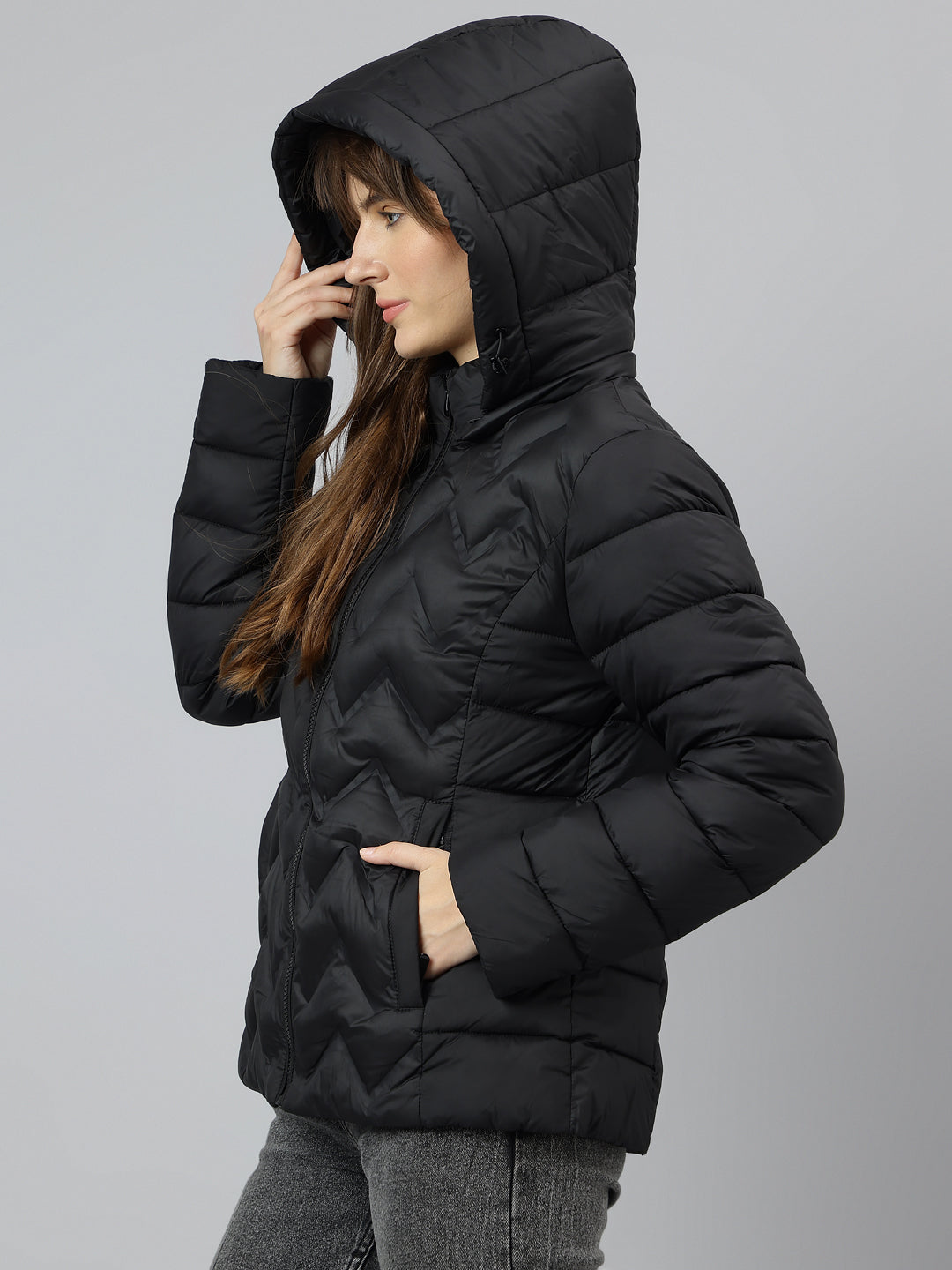 Stylish Black Full Sleeve Hooded Solid Casual Jacket For Ultimate Comfort