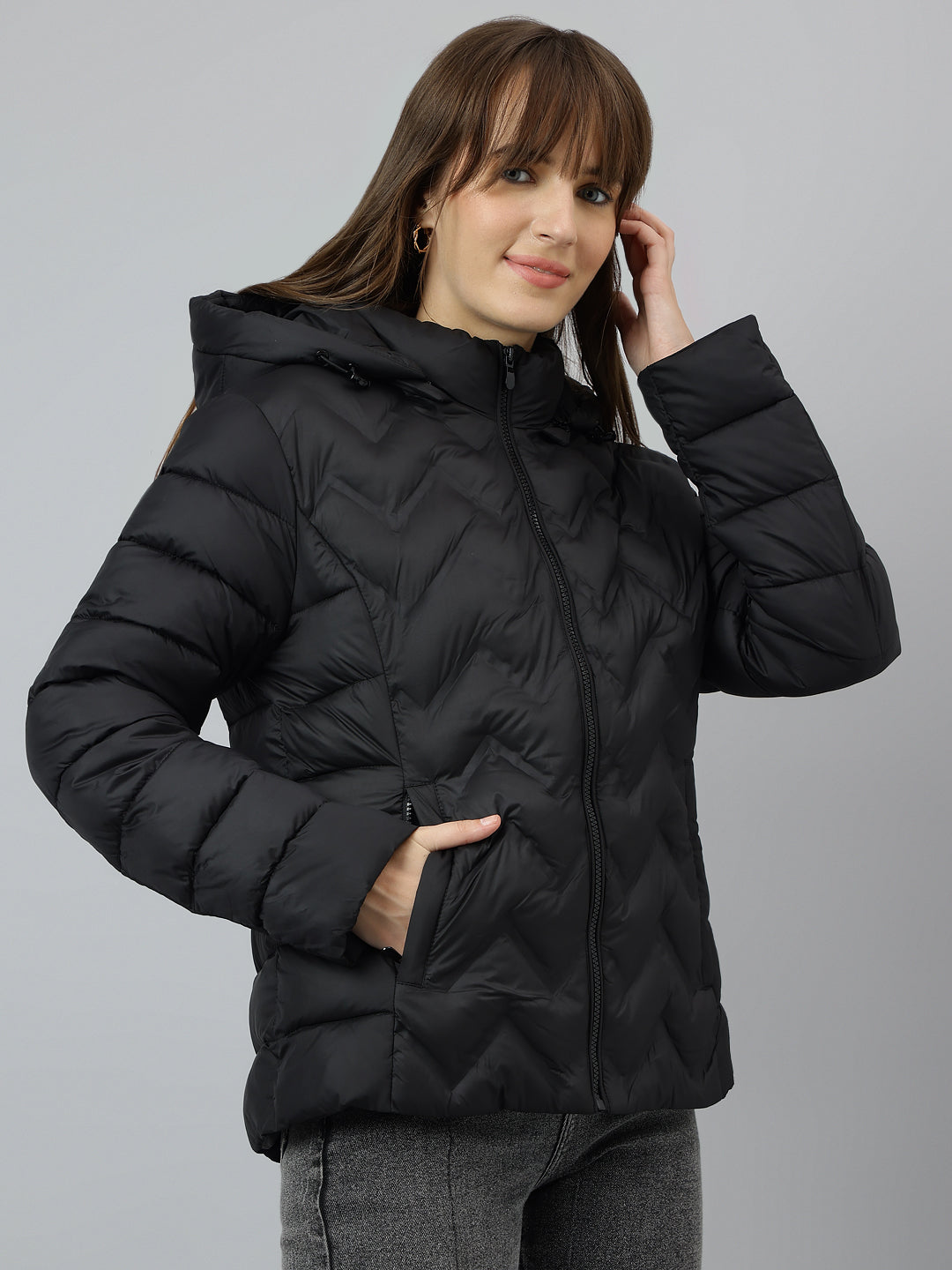 Stylish Black Full Sleeve Hooded Solid Casual Jacket For Ultimate Comfort