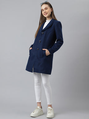 Blue Full Sleeve Women Over Coat Jacket For Party