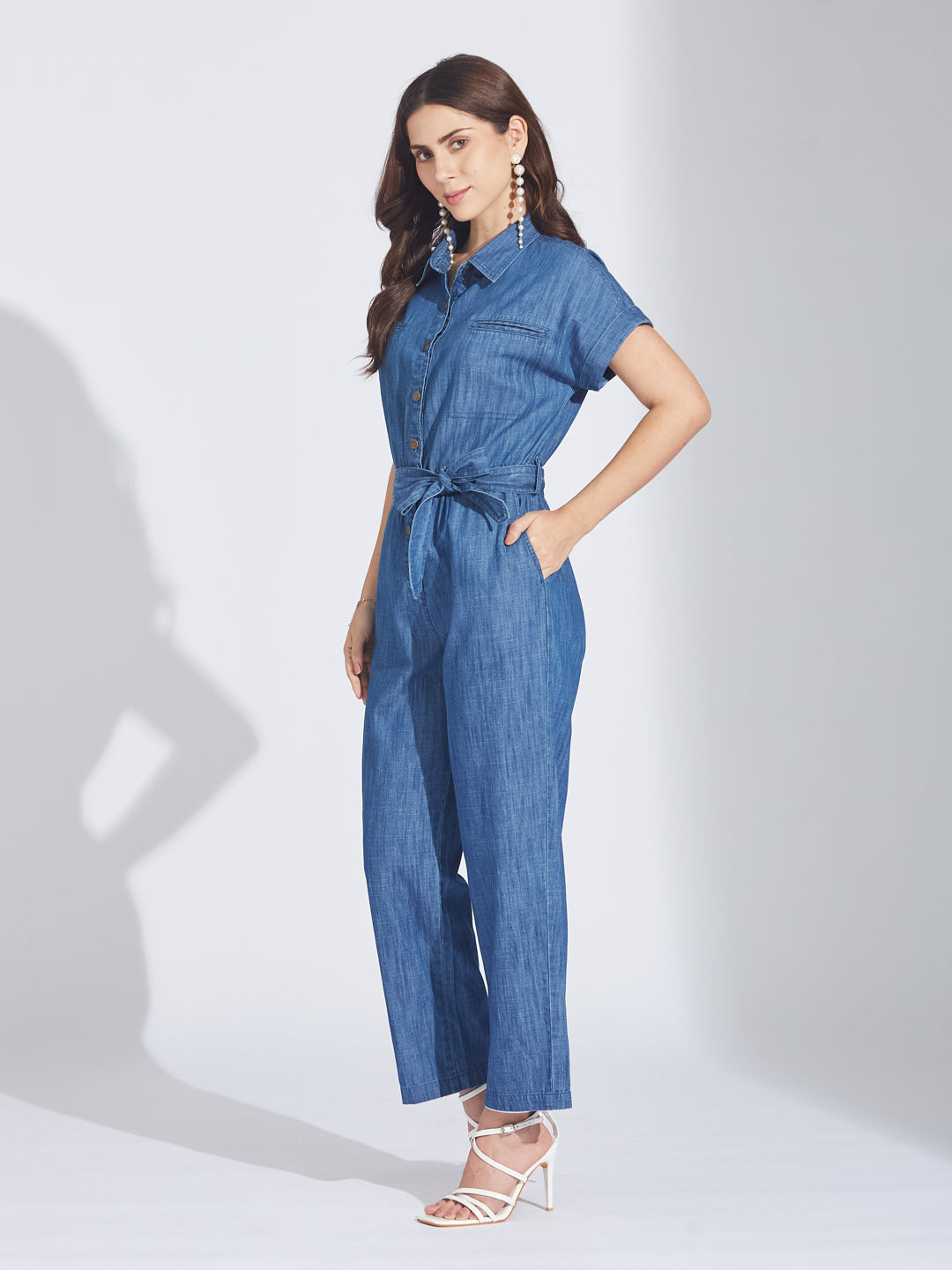 Latin Quarters Women's Blue Denim Jumpsuit