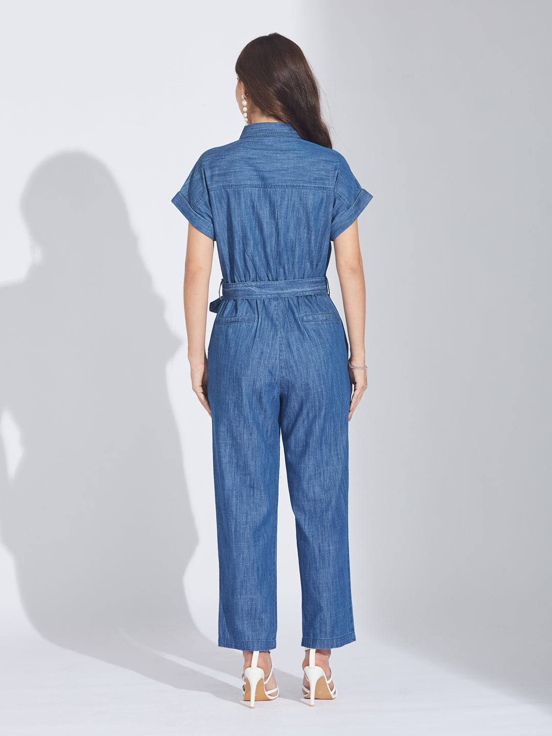 Latin Quarters Women's Blue Denim Jumpsuit