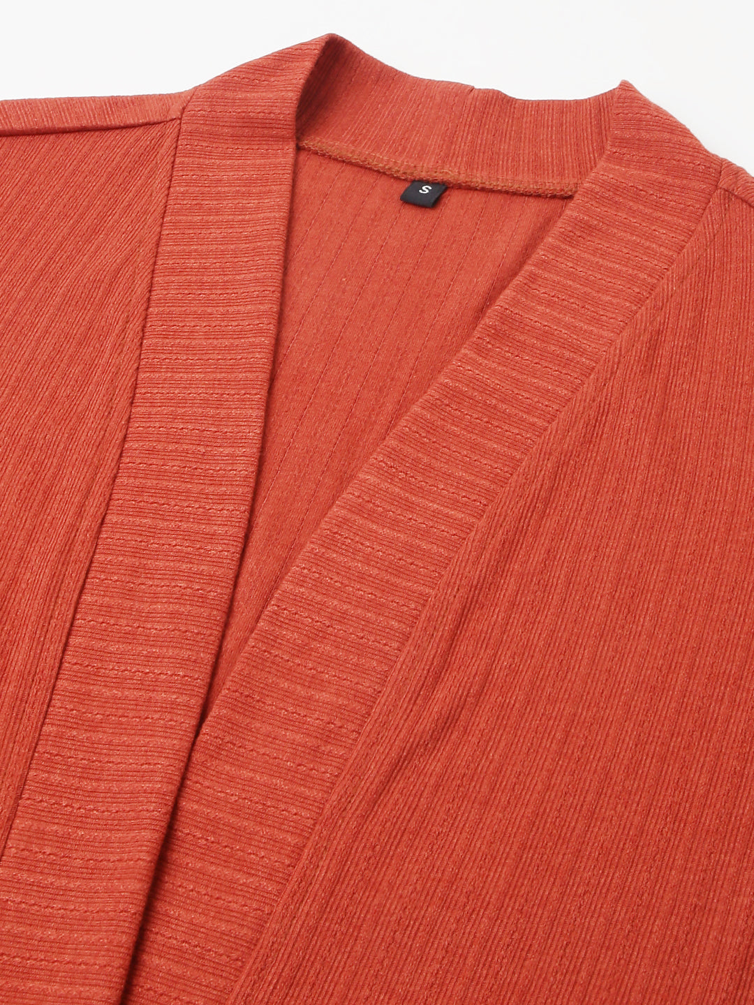 Rust Full Sleeve Solid Rayon Shrug