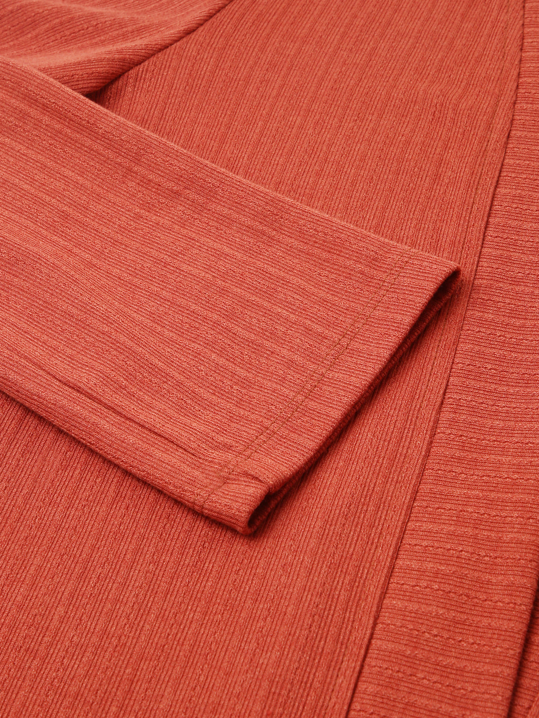 Rust Full Sleeve Solid Rayon Shrug