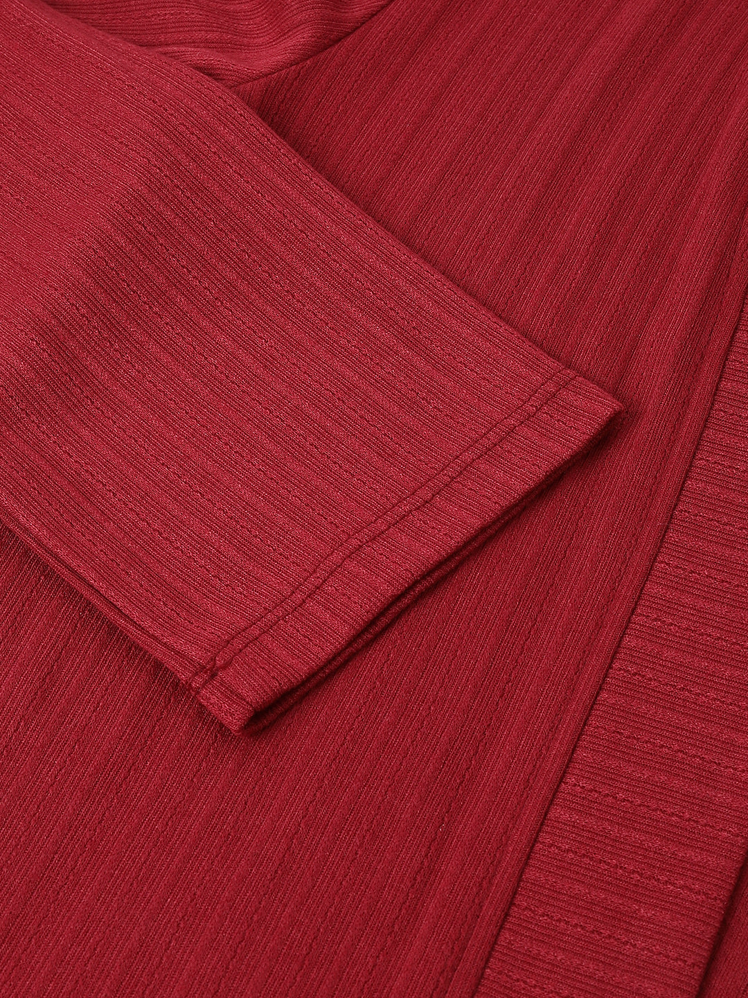 Maroon Full Sleeve Solid Long Shrug