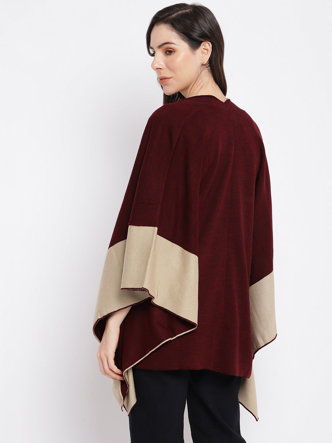 Women Maroon 3/4 Sleeve Casual Shrug