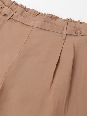 Beige Straight Fit Trousers For Casual Wear