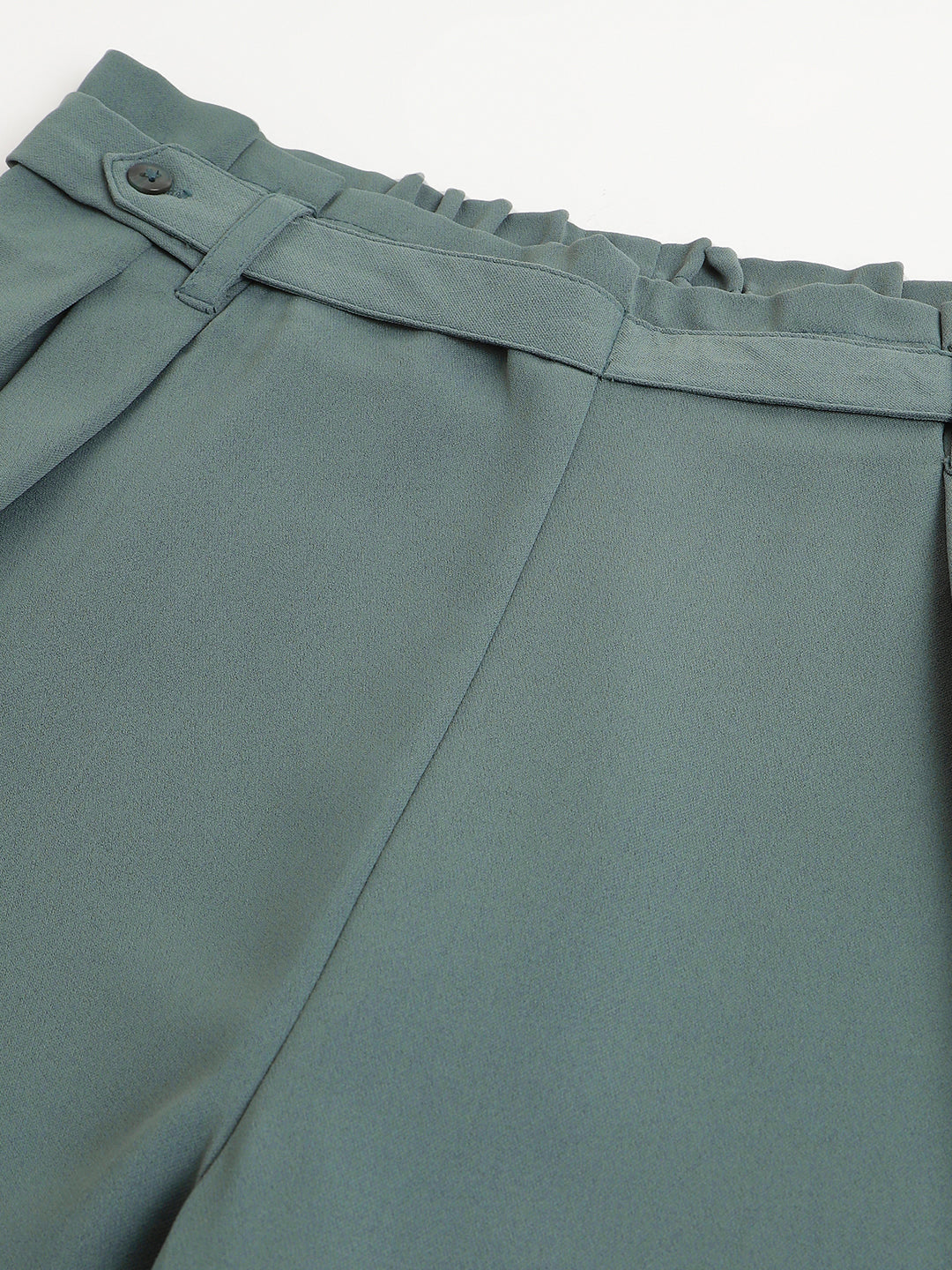 Green Solid Women Straight Pant