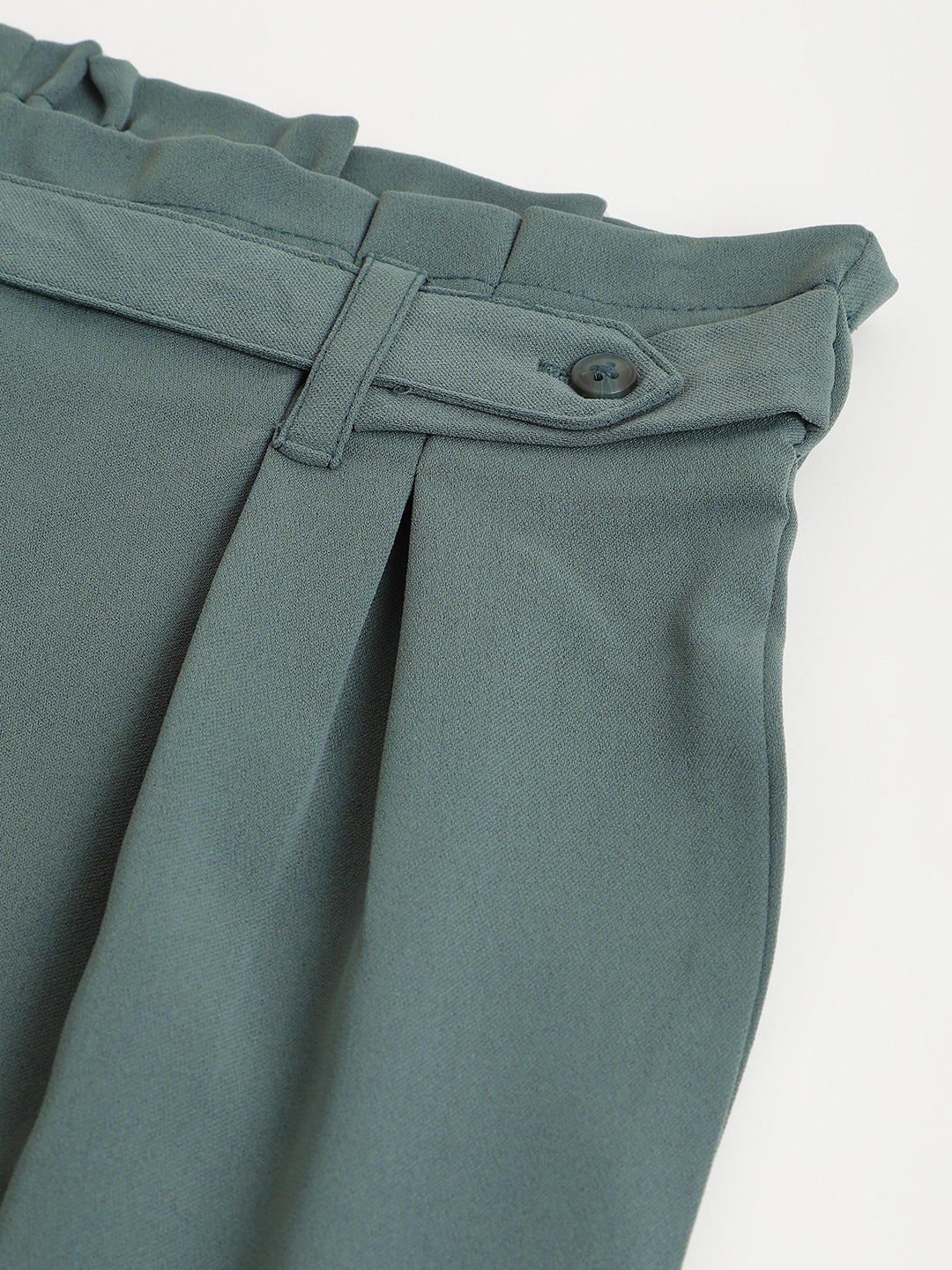 Green Solid Women Straight Pant