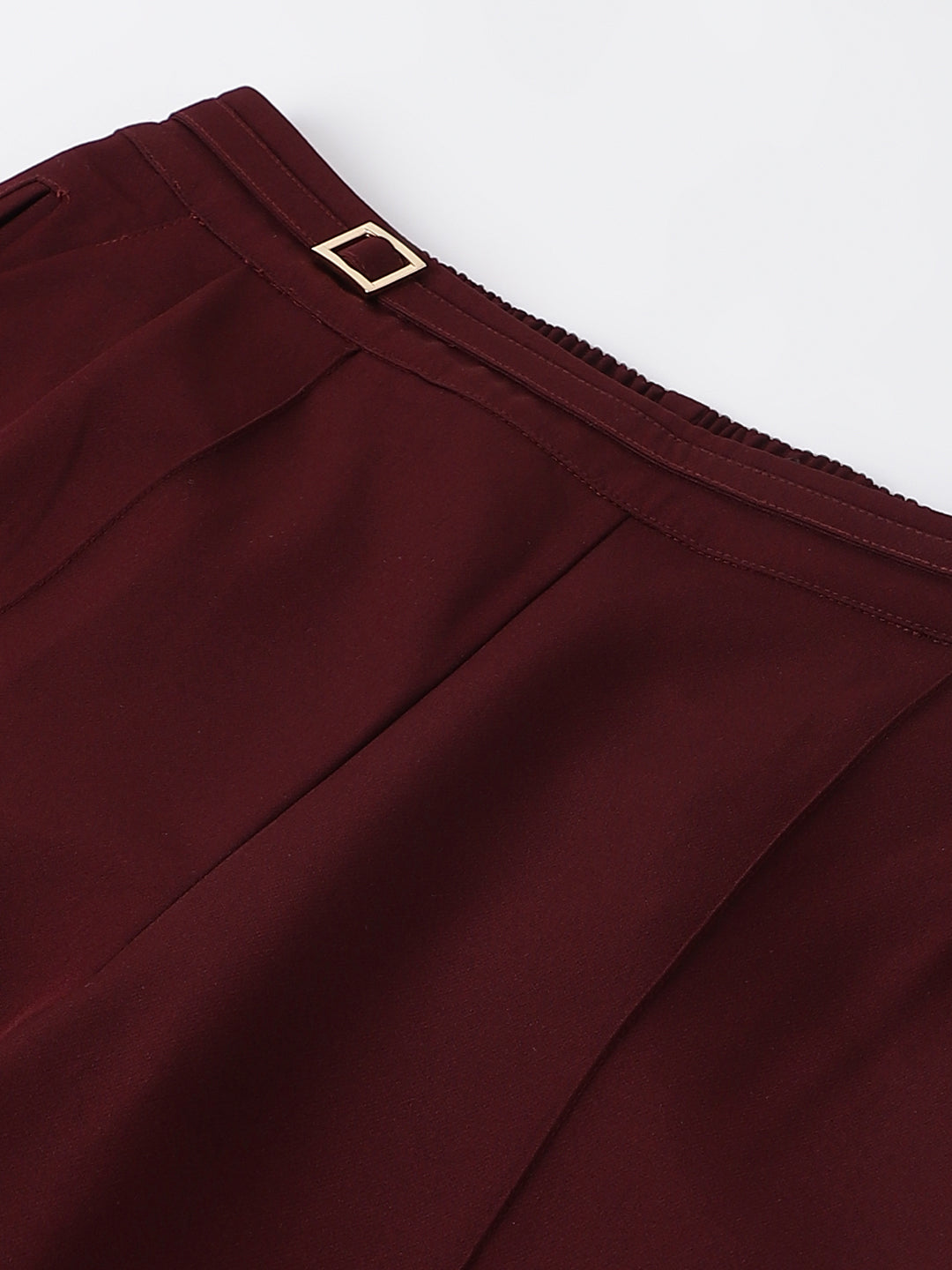 Maroon Solid Straight Pant
