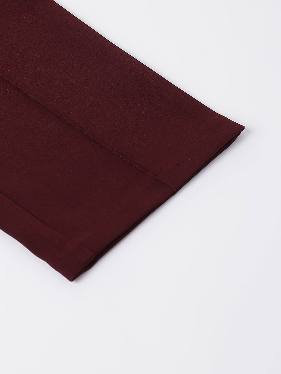 Maroon Solid Straight Pant