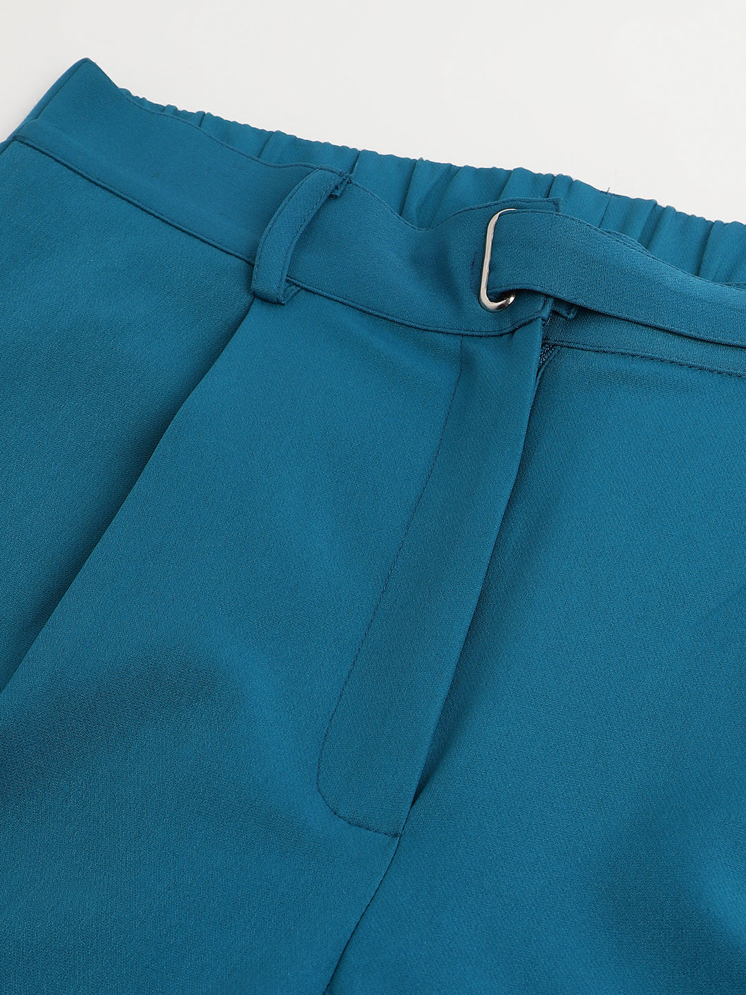 Turquoise Solid Women Straight Pant